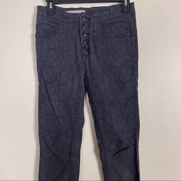 Pilcro & The Letterpress | Anthro Grey/Blue Patterned High Waisted Skinny Pants - Picture 4 of 10